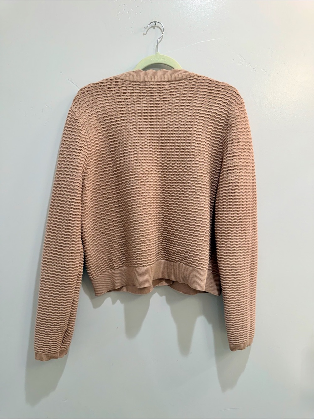 Rachel Zoe Rosette Wavy Knit Cardigan Sweater Women’s XL Tan Gold Lion Button - Picture 6 of 10